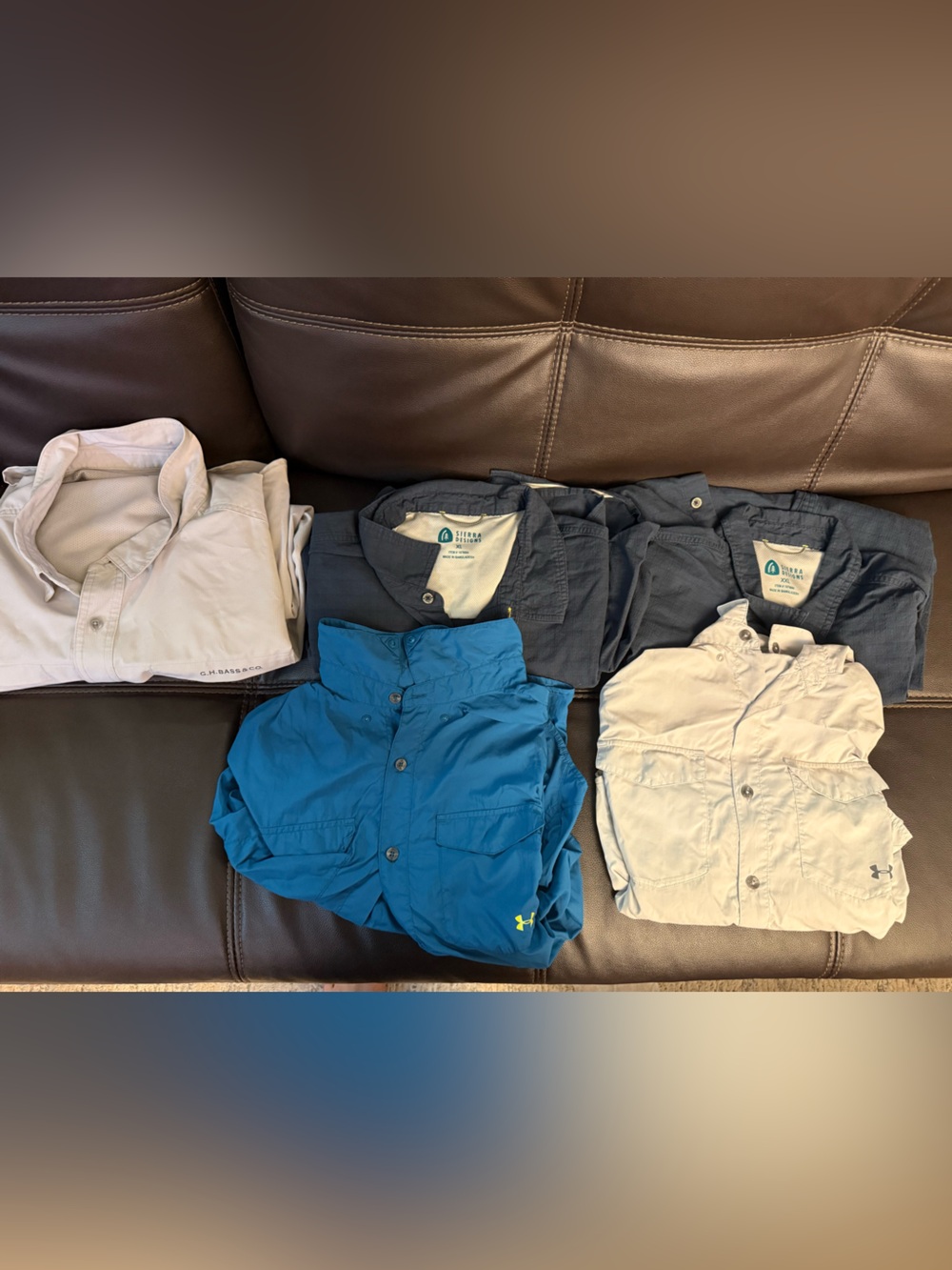 Lot of fishing shirts Under Armour GH bass and sierra designs xl and xxl